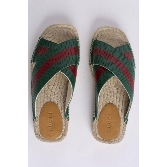 Gucci Redgreen Greenred Malaga Slides Stripe Patte NEW Gucci Pursuit GG Logo Slide Sandal (Women) EU 42 Black  main image 4
